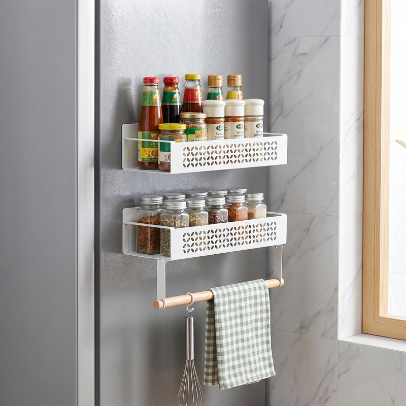 2-Pack Magnetic Storage Racks for Refrigerator, White
