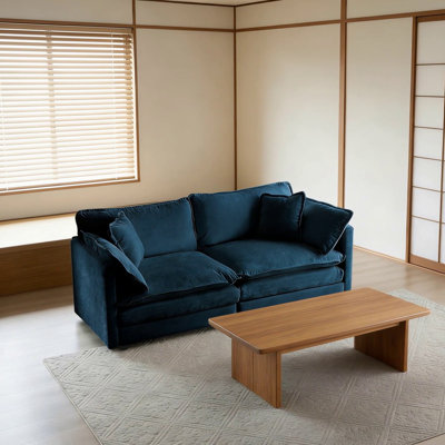 Modern Fabric Loveseat Sofa Couch For Living Room, Upholstered Large Size Deep Sofa With  Pillows,  Chenille