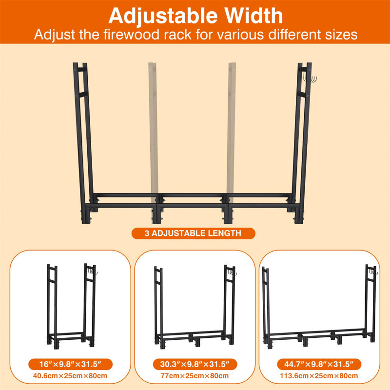 25.146cm W Metal Log Rack