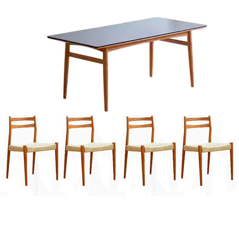Elegant Rock Plate Solid Dining Table Sets., 29.53"H x 70.87"L x 33.46"W