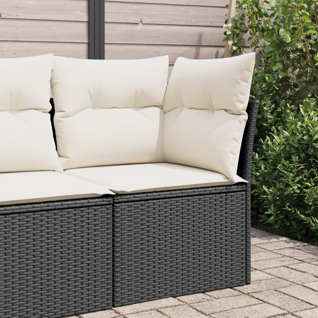 Vidaxl Garten-Ecksofa Mit Kissen Schwarz Polyrattan