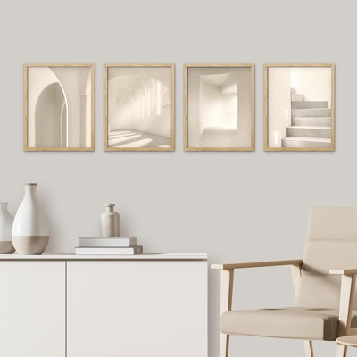 Mid-Century neutre, impression encadrée 4 pièces