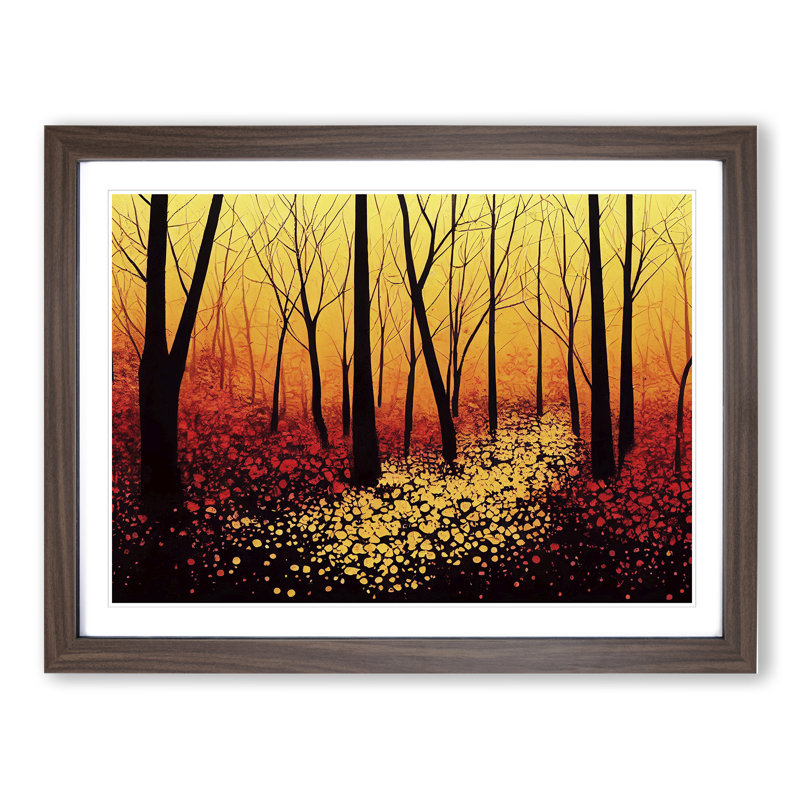 Warm Autumn Forest Vol.5 - Single Picture Frame Print, Walnut Framed, 25cm H x 34cm W x 2cm D