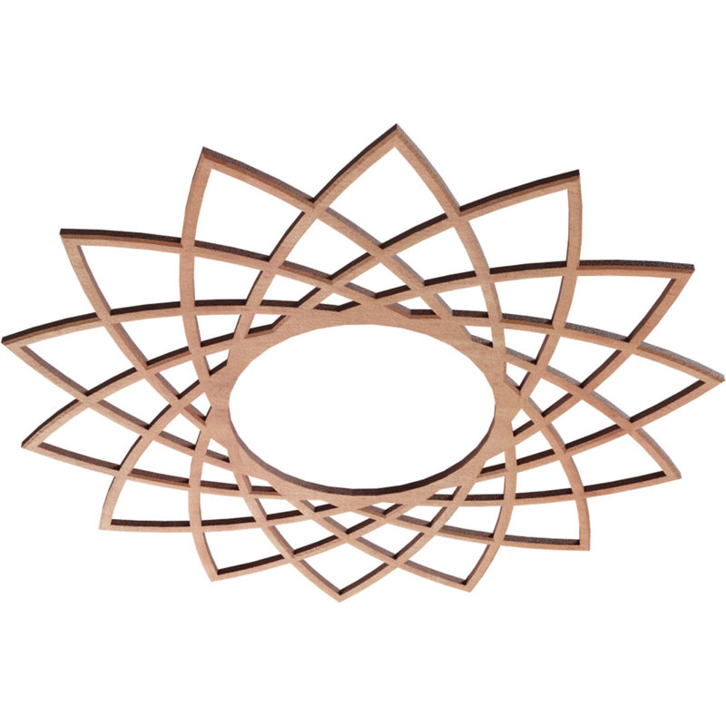 Médaillon de plafond en bois ajouré 20 po x 7 3/4 po x P 1/4 po Eleanor, Cerise, H 18 po x l 18 po x P 0,38 po