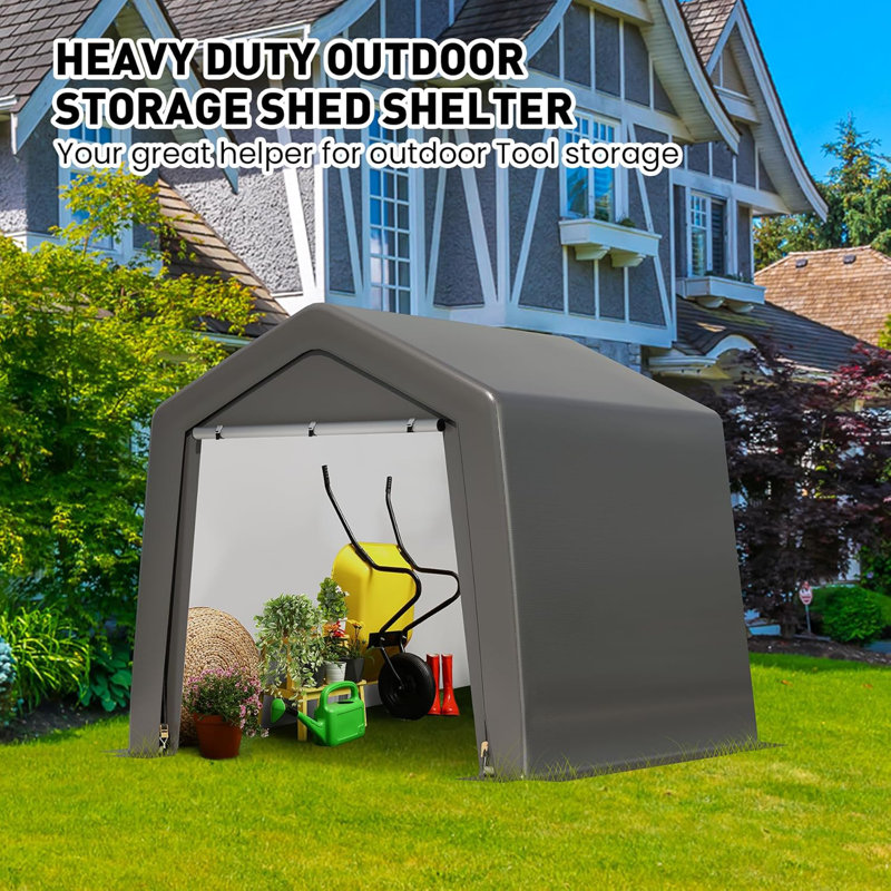 Outdoor Portable Metal Storage Shed, 234.7cm H x 243.8cm W x 243.8cm D