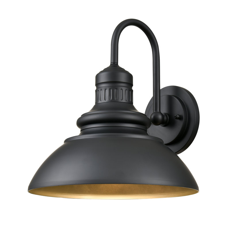 August Grove® Damontay LED Outdoor Wall Sconce in Powder Coated Black with Black Aluminum Shade