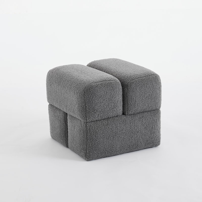 Robertas 18.5'' Wide Sherpa Ottoman, Gray