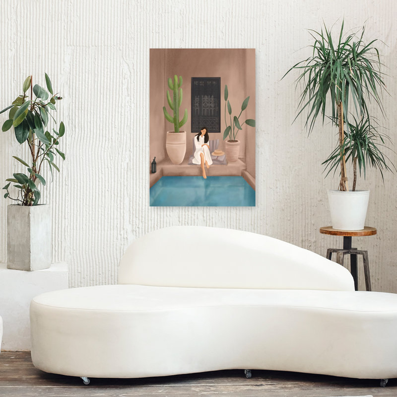 Art mural de week-end à ma piscine IV plante moderne, H 36 po x l 24 po