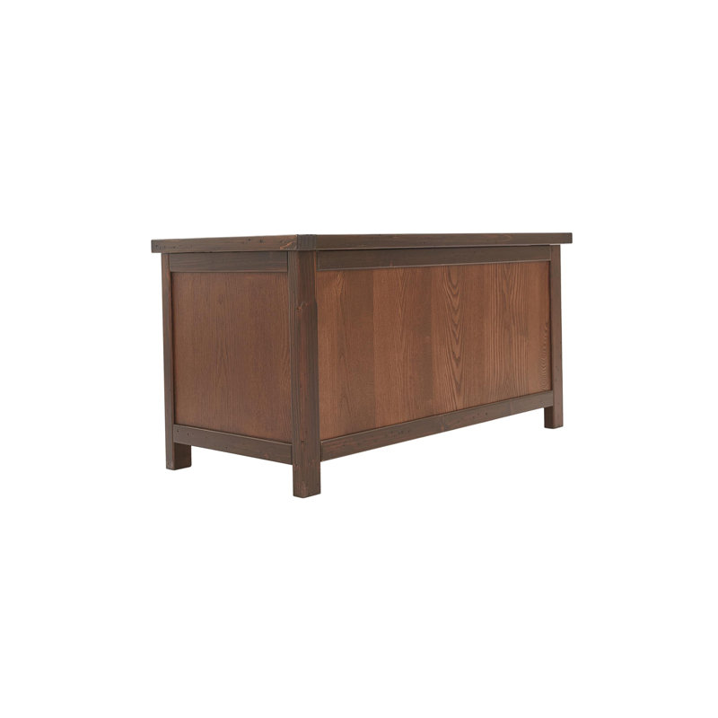 Banc de rangement en bois avec plateau rabattable, Stressed Coffee