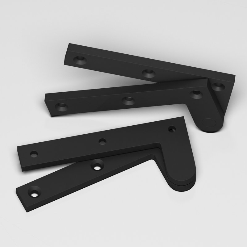 Charnière à pivot fixe, Noir satiné mat, H 1,88 po x l 4,38 po