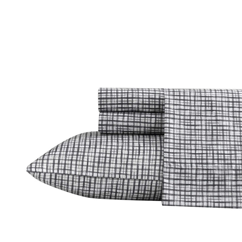 Kenneth Cole Arrow Stripe Blue Sheet Set, Queen Sheet Set with 2 Pillowcases, Arrow Stripe Blue