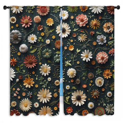 Rideaux de fenêtre à motif floral obscurcissant et obscurcissant - 2 panneaux