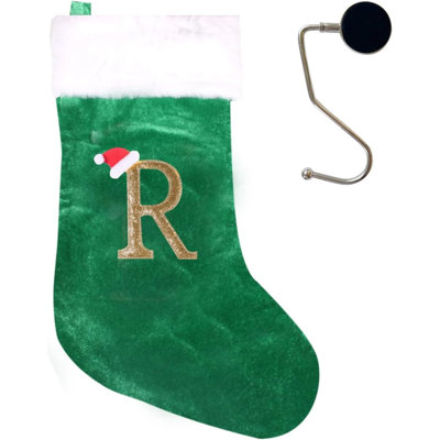 Bas de Noël monogrammés de 20 pouces avec lettres, bas de Noël super doux, bas de grand monogramme, bas de lettre rouge pour les Fêtes de Noël, cadeau de Noël…