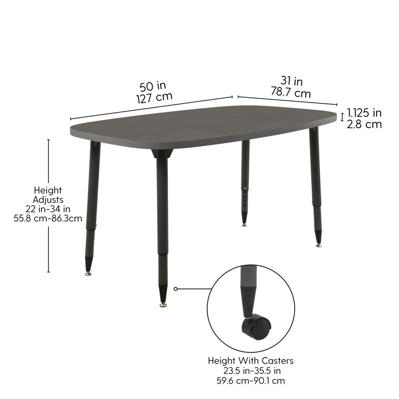 Table d'activité rectangulaire thermofusionnée avec pieds fuselés réglables 31 x 50 Adapte, Strandz cosmique, Mer du nord