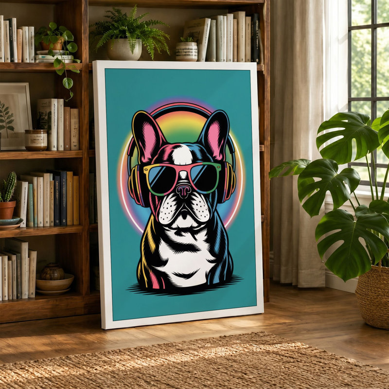 Cool Bulldog Modern - Wrapped Canvas, 36x24 - 91.4 x 61.0 cm, Ochre Border