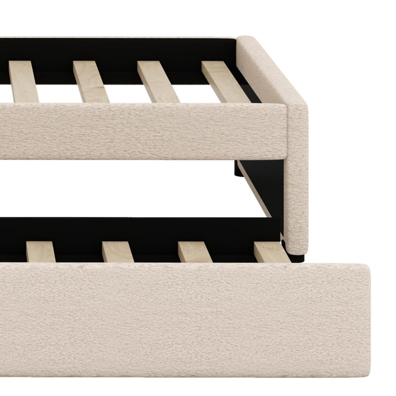 Lit plateforme tapissier avec lit gigogne
