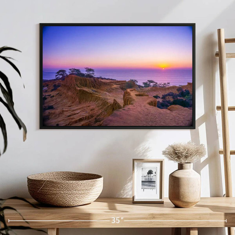 Coucher de soleil Torrey Pines, 25 po x 17 po, Cadre flottant noir