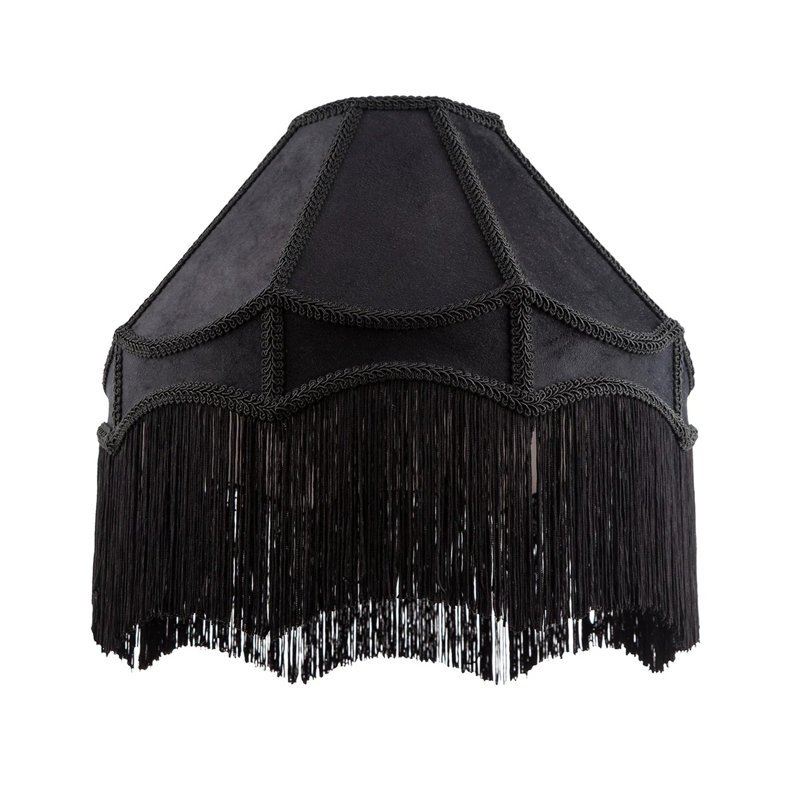 Velvet Cone Lamp Shade ( Screw On ), 24 cm H x 25 cm W x 25 cm D, Black