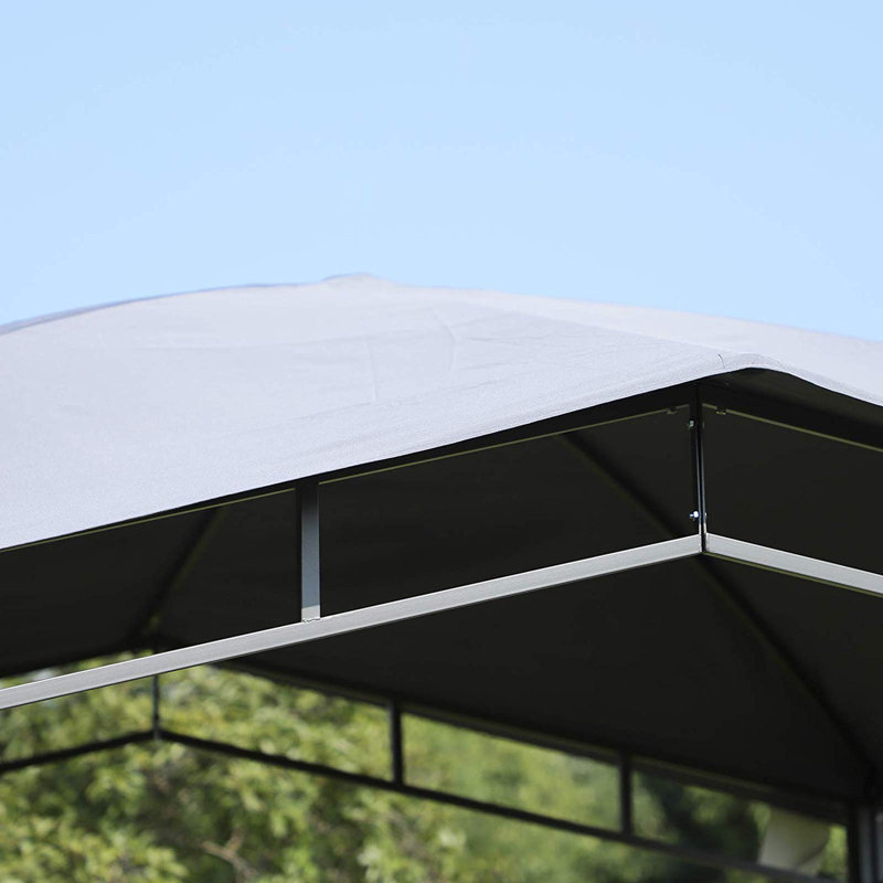 Outsunny 10' x 10' Soft Top Patio Gazebo Outdoor Canopy with Unique Geometric Design Roof, All-Weather Steel Frame, Gray