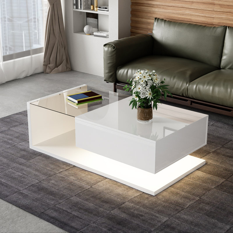 Coffee Table with Storage, White