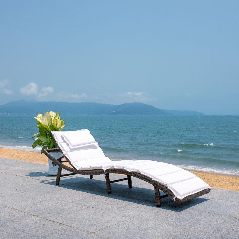 Laterrian Outdoor Wicker Chaise Lounge , Cushion Included, Brown