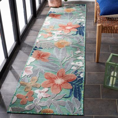 Stoneham Floral Green / Rust Indoor / Outdoor Area Rug