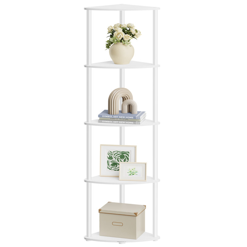 Walery Superfast Toolless Assembly, 5-Tier Corner Bookcase, Snow White