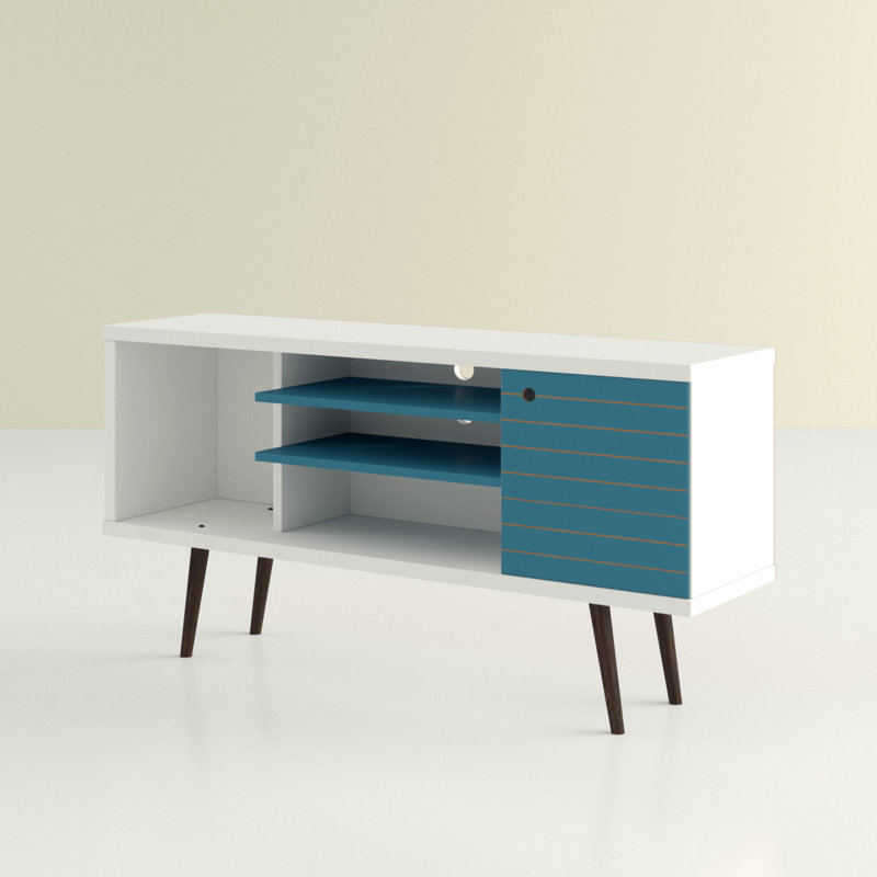 Darryl TV Stand for TVs up to 50", White/Aqua Blue