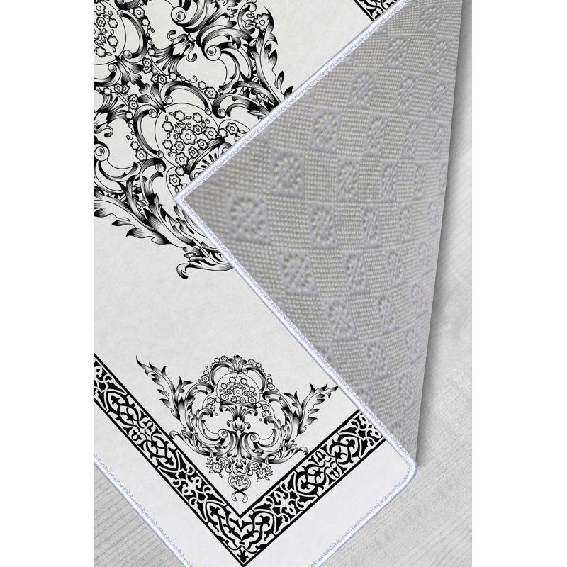 Tapis tissé de qualité supérieure (1,6 x 2,6 pieds), 100% polyester, d'une hauteur de poils de 0,3 po | Pois antibactérien antidérapant en PVC | Lavable à la machine, impression numérique 3D | Idéal pour le salon, la chambre à coucher et le vestibule