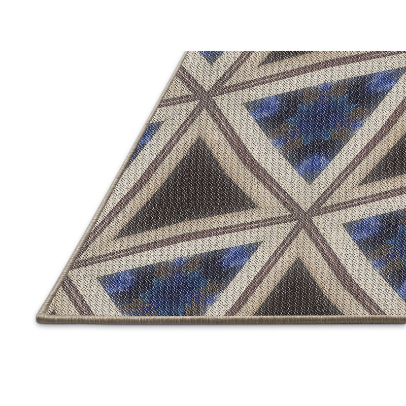 Tapis vert olive/brun à motifs, Rectangle 5 pi x 7 pi