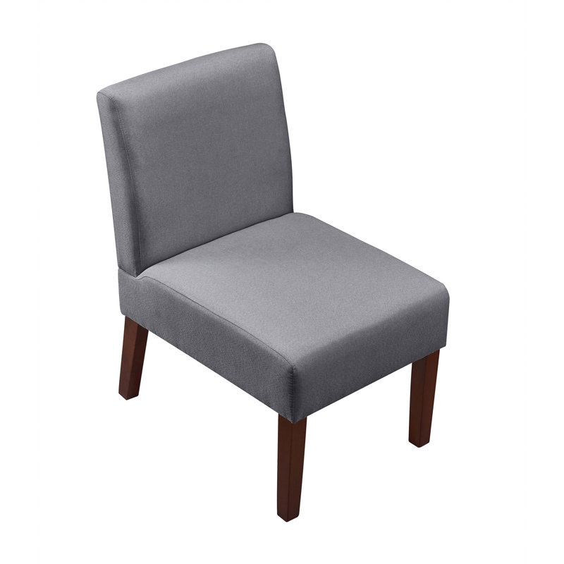 Accent Chair with Round Wood Table, Gray Velvet