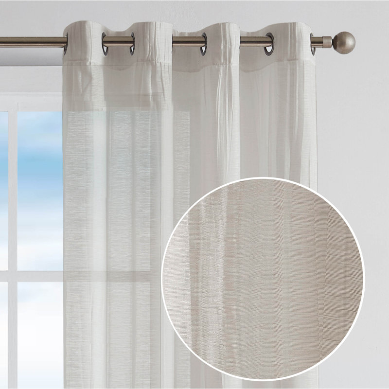 Taupe Sheer Grommet 84" x 104" Polyester Window Curtains