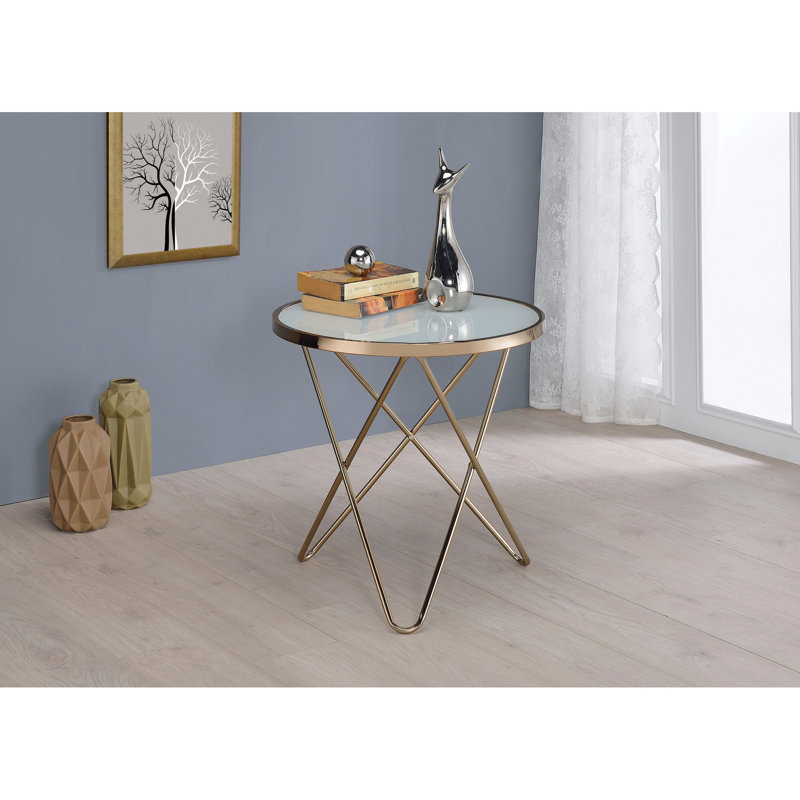 Table ronde en verre, Blanc