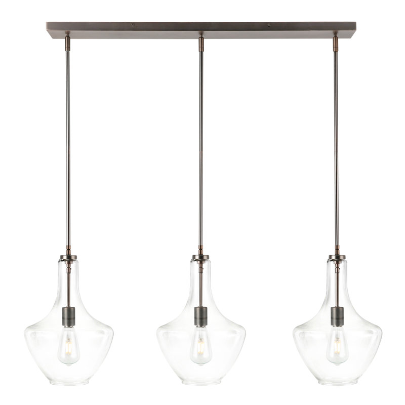 Cammie 3 - Light Kitchen Island Pendant, Clear, Modern Bronze