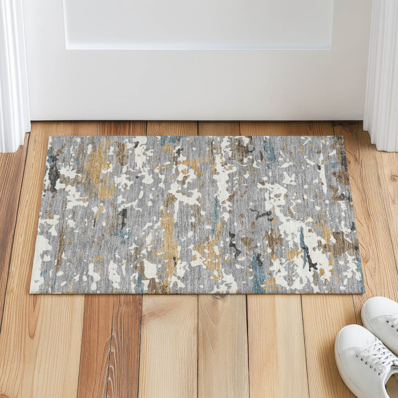 Machine Washable Indoor/Outdoor Chantille ACN2595 Abstract Rug, 1'8" x 2'6", Gray