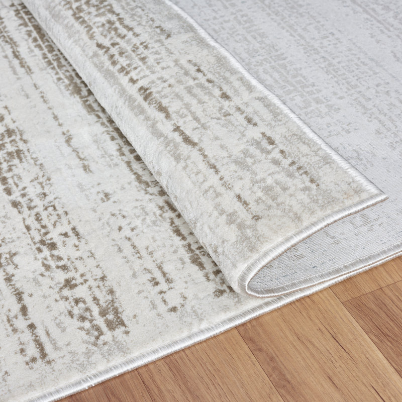 Huseman Beige Textured Horizon Area Rug, Rectangle 9'6" x 13'