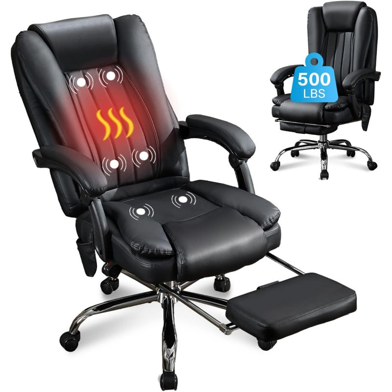 Massage Office Chair With Foot Rest, Black