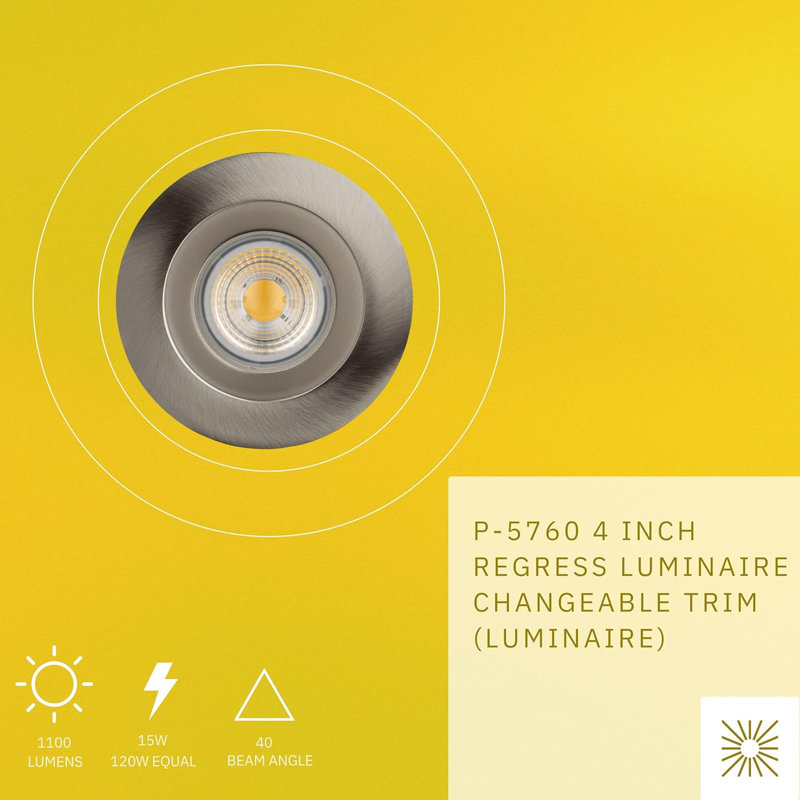 Éclairage encastré 4 po rond 15 W? 1100 lumens blanc doux 27k, Nickel brossé