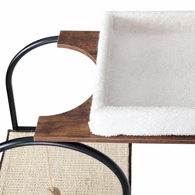 Modern Multi-Level Black and White Cat Tree with Scratching Posts