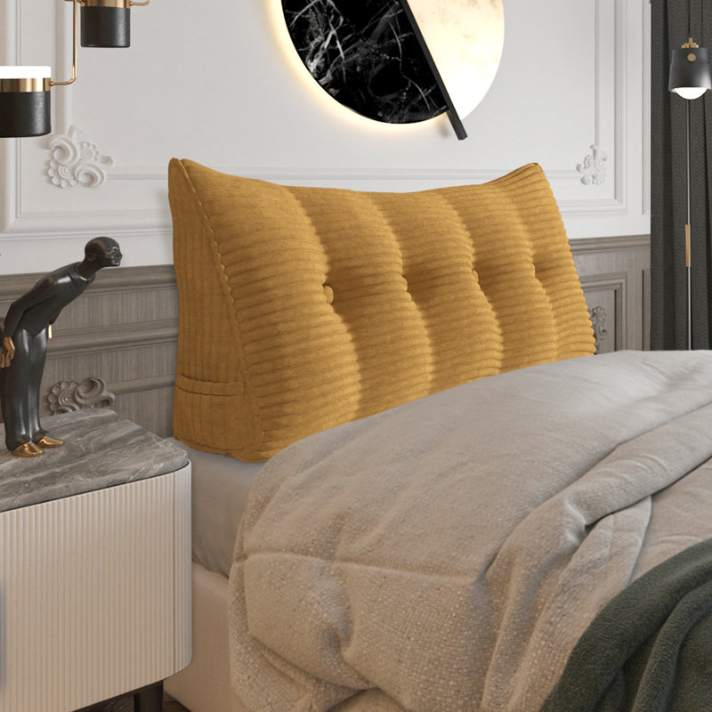 180 cm Wedge Back Pillow, 50cm H x 140cm W, Mustard Yellow