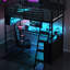 Lit mezzanine simple en métal avec bureau à DEL et tablettes-1476274071