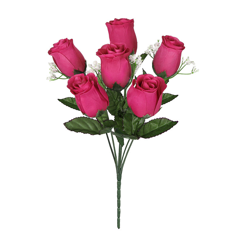 Bouquet de roses artificielles, Rose vif
