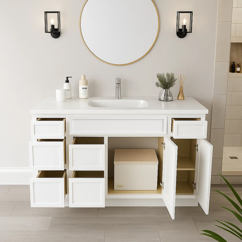 Base de meuble-lavabo simple 60 po seulement, Blanc