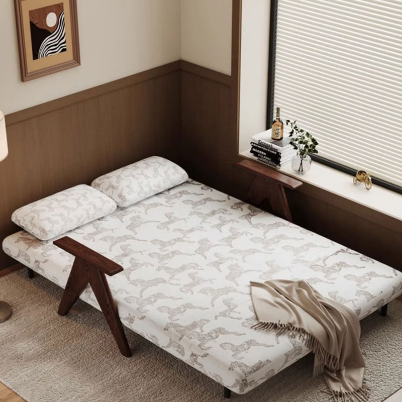 Canapé-coussin blanc en jacquard standard, L 64,96 po, White Jacquard