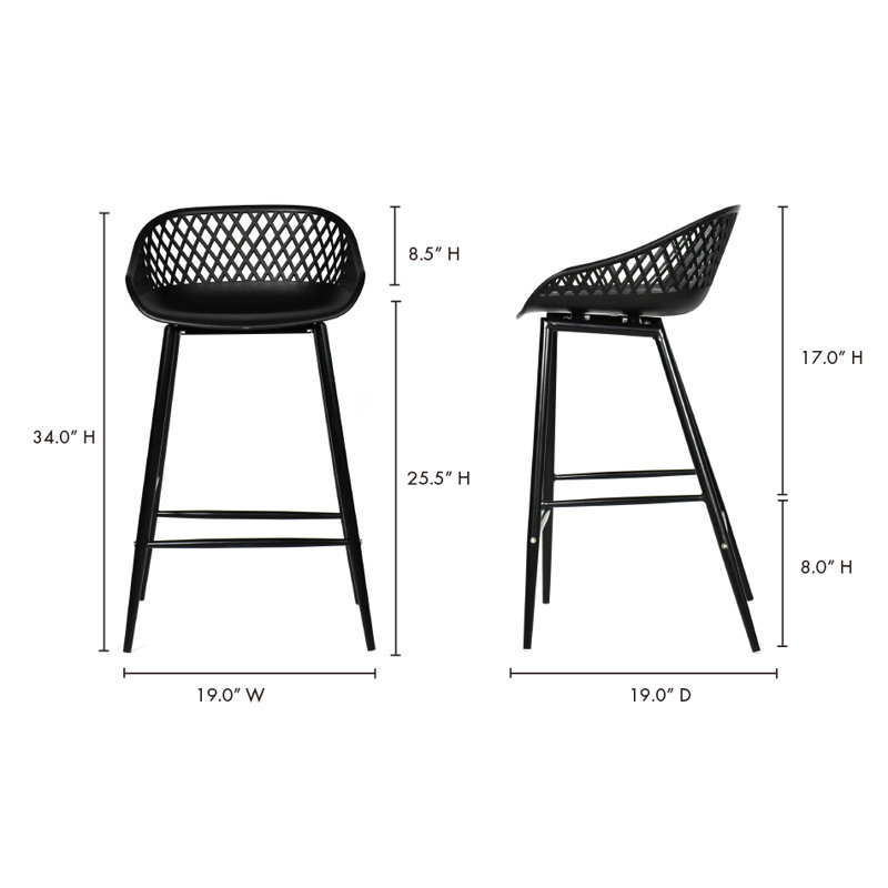 Newark Patio Bar Stool, Black, 25.5"