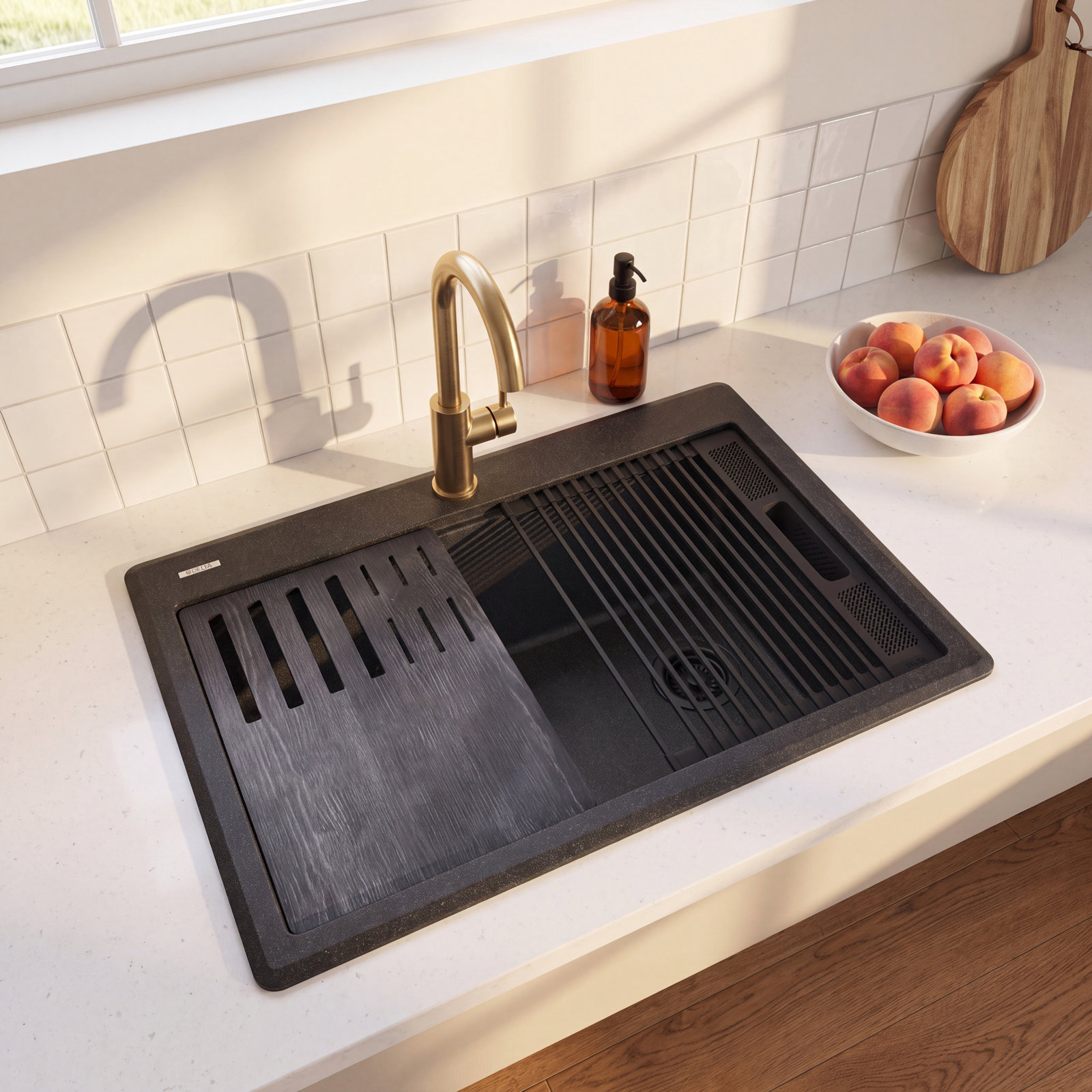 Everest™ 30" Granite Composite Workstation Sink, Black