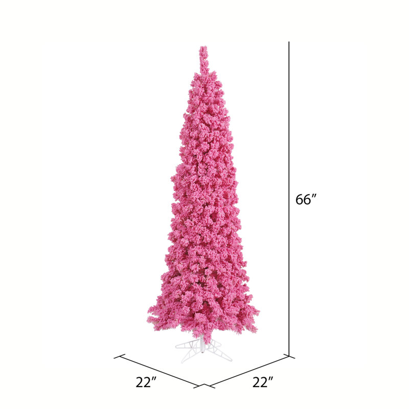 Flocked Pink Fir Artificial Fir Christmas Tree, 5.5' H x 22" W, Not Pre-Lit