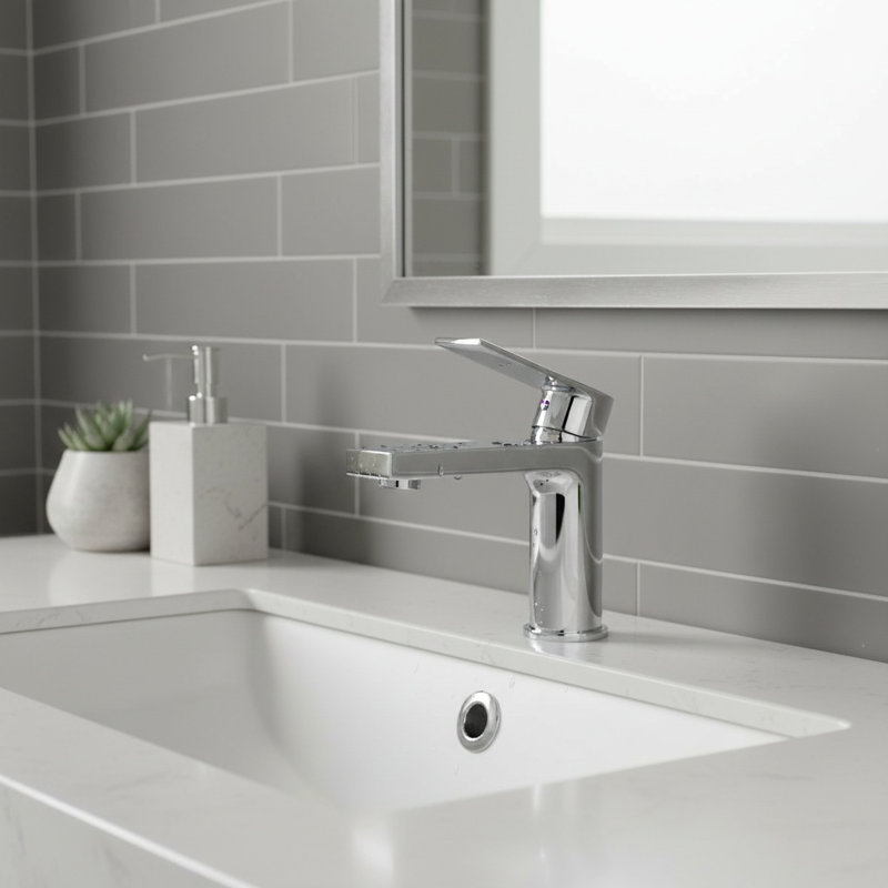 Robinet de lavabo à poignée simple à finition chromée