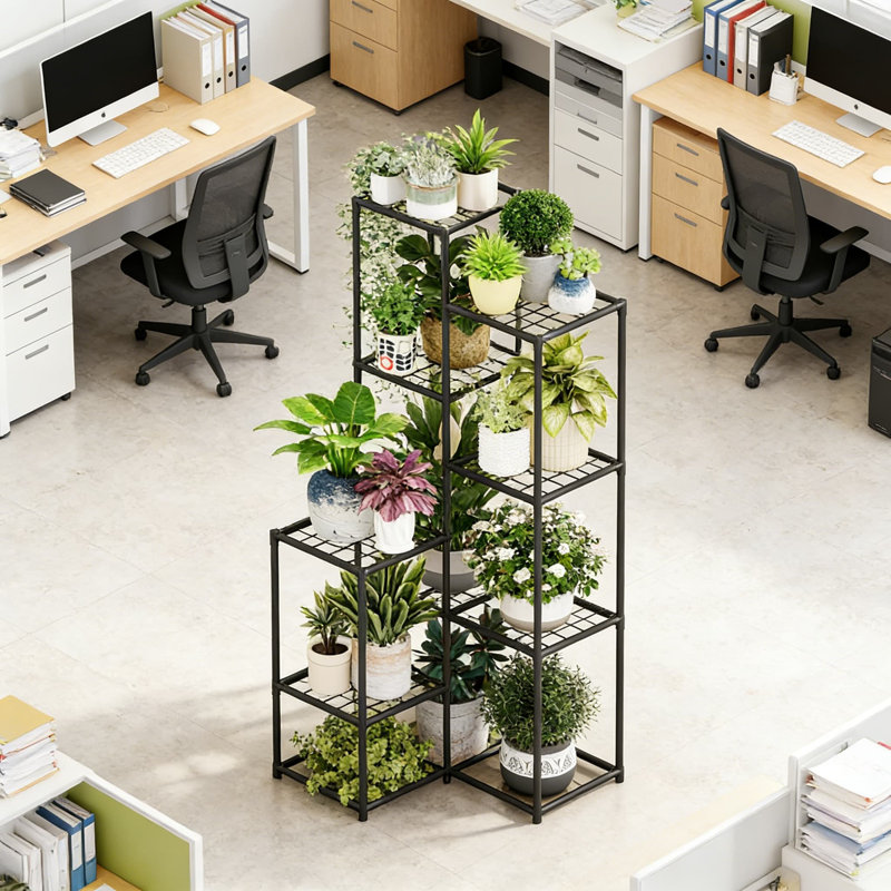 Grand support à plante d'angle pour plantes multiples - Étagère d'intérieur pour plantes en métal avec 8 niveaux de rangement pour patio