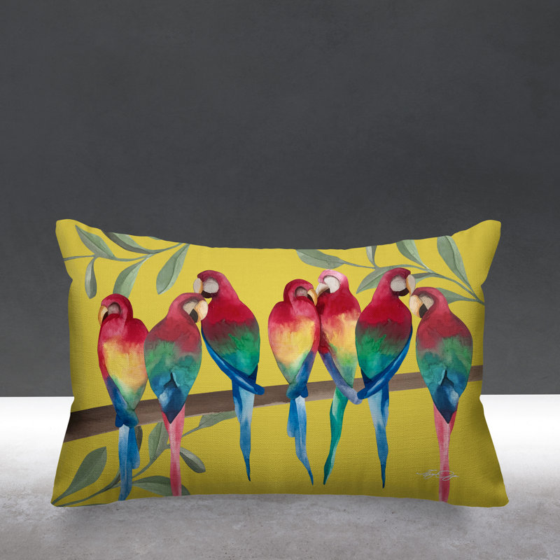 Sky Flocked Together Birds Outdoor Rectangular Pillow Cover & Insert, Yellow